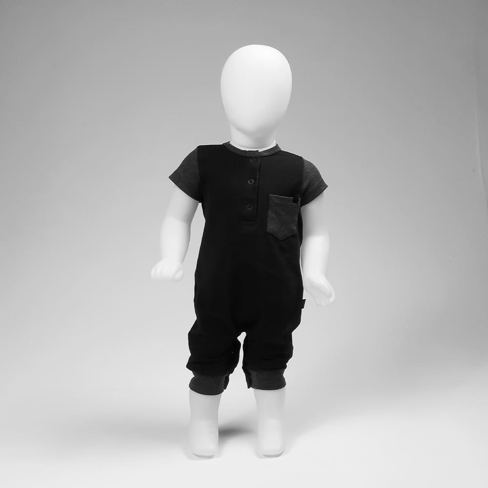 Essential Duo – Macacão Manga Curta Preto & Mescla Bebê