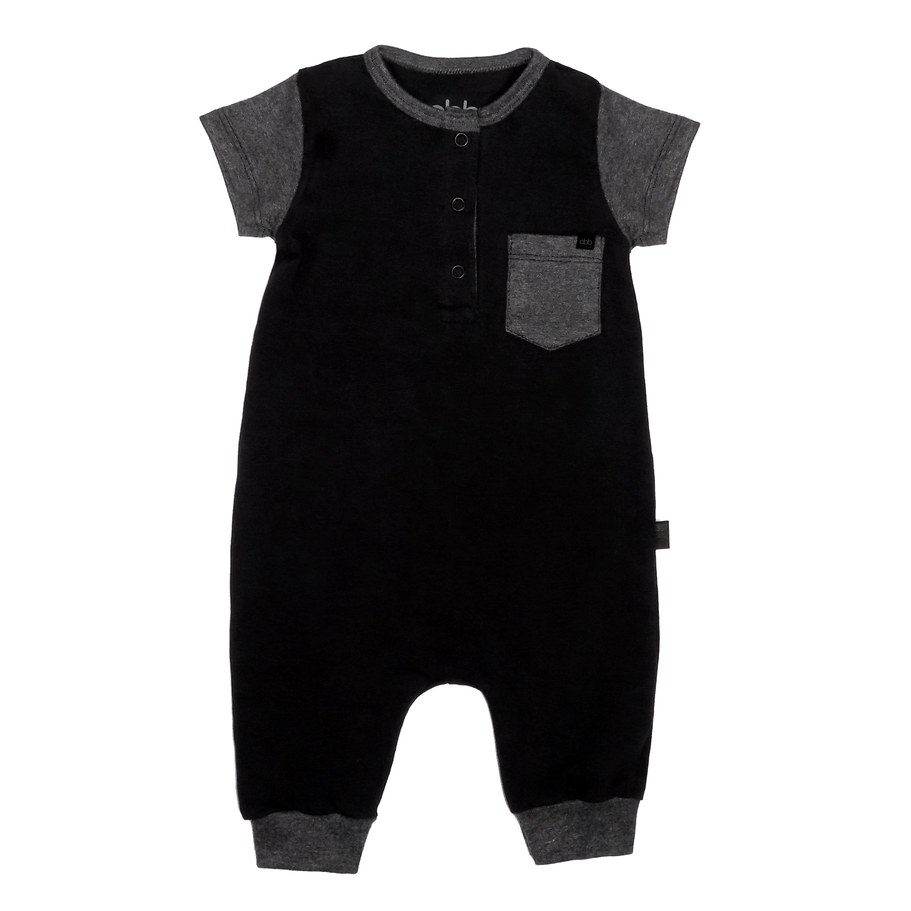 Essential Duo – Macacão Manga Curta Preto & Mescla Bebê